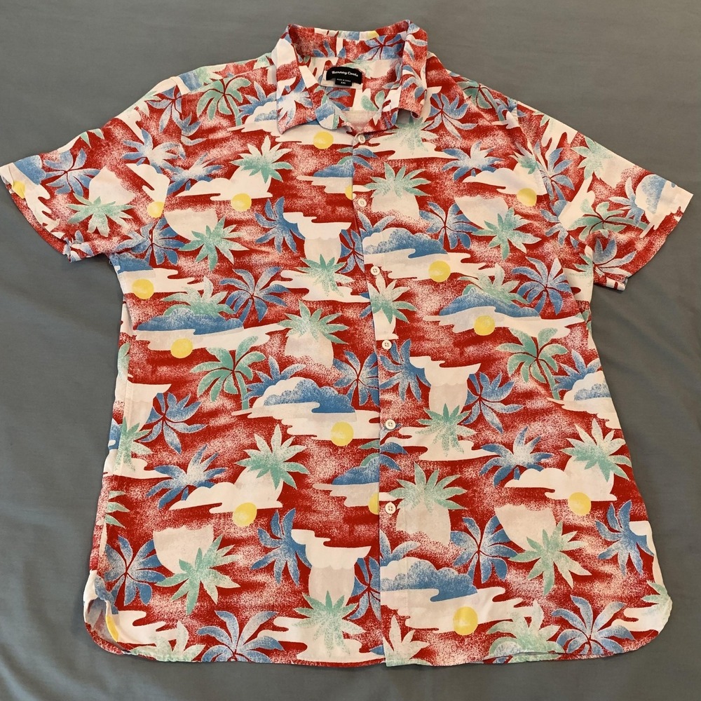 Barney Cools Shirt Mens 2XL Multicolor Tropical Short Sleeve Button Front Casual